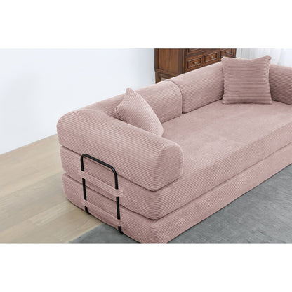 Divano letto trasformabile Twilight in 2 pezzi, divano letto pieghevole in velluto a coste con struttura fissa per spazi abitativi accoglienti