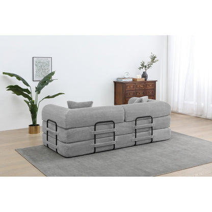 Divano letto trasformabile Twilight in 2 pezzi, divano letto pieghevole in velluto a coste con struttura fissa per spazi abitativi accoglienti