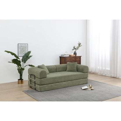 Divano letto trasformabile Twilight in 2 pezzi, divano letto pieghevole in velluto a coste con struttura fissa per spazi abitativi accoglienti