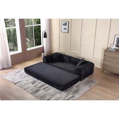 Divano letto trasformabile Twilight in 2 pezzi, divano letto pieghevole in velluto a coste con struttura fissa per spazi abitativi accoglienti