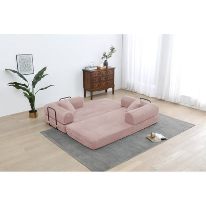 Divano letto trasformabile Twilight in 2 pezzi, divano letto pieghevole in velluto a coste con struttura fissa per spazi abitativi accoglienti