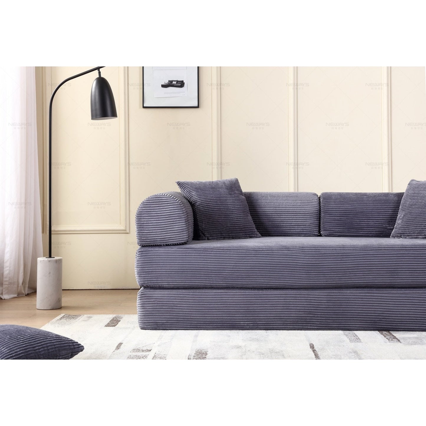 Divano letto trasformabile Twilight in 2 pezzi, divano letto pieghevole in velluto a coste con struttura fissa per spazi abitativi accoglienti