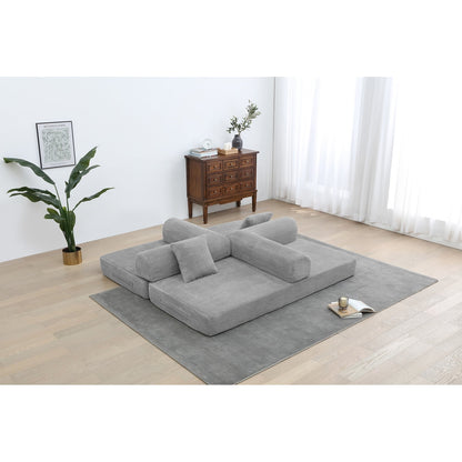 Divano letto trasformabile Twilight in 2 pezzi, divano letto pieghevole in velluto a coste con struttura fissa per spazi abitativi accoglienti