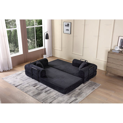 Divano letto trasformabile Twilight in 2 pezzi, divano letto pieghevole in velluto a coste con struttura fissa per spazi abitativi accoglienti