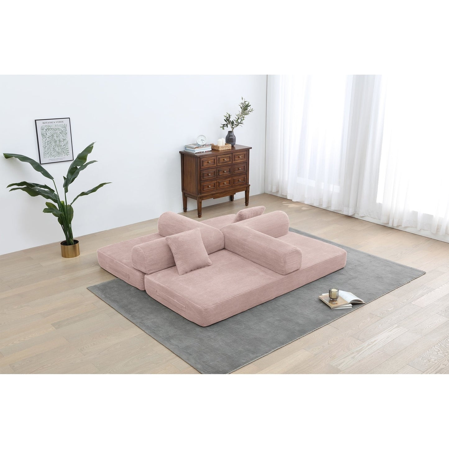 Divano letto trasformabile Twilight in 2 pezzi, divano letto pieghevole in velluto a coste con struttura fissa per spazi abitativi accoglienti