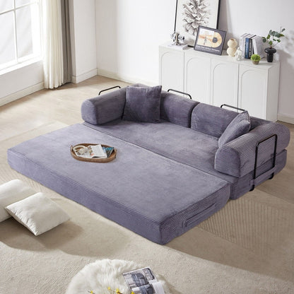 Divano letto trasformabile Twilight in 2 pezzi, divano letto pieghevole in velluto a coste con struttura fissa per spazi abitativi accoglienti