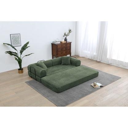 Divano letto trasformabile Twilight in 2 pezzi, divano letto pieghevole in velluto a coste con struttura fissa per spazi abitativi accoglienti