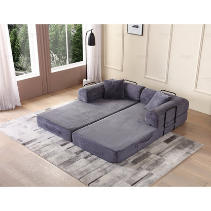 Divano letto trasformabile Twilight in 2 pezzi, divano letto pieghevole in velluto a coste con struttura fissa per spazi abitativi accoglienti