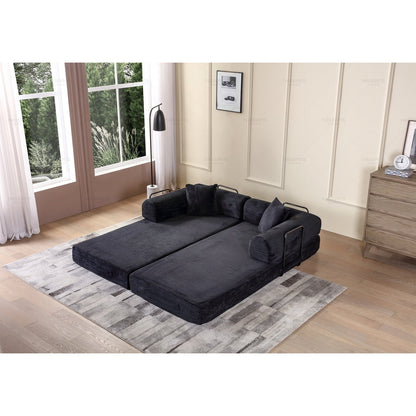 Divano letto trasformabile Twilight in 2 pezzi, divano letto pieghevole in velluto a coste con struttura fissa per spazi abitativi accoglienti