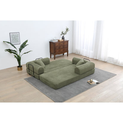 Divano letto trasformabile Twilight in 2 pezzi, divano letto pieghevole in velluto a coste con struttura fissa per spazi abitativi accoglienti