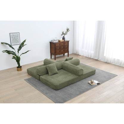 Divano letto trasformabile Twilight in 2 pezzi, divano letto pieghevole in velluto a coste con struttura fissa per spazi abitativi accoglienti