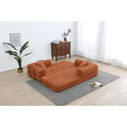 Divano letto trasformabile Twilight in 2 pezzi, divano letto pieghevole in velluto a coste con struttura fissa per spazi abitativi accoglienti