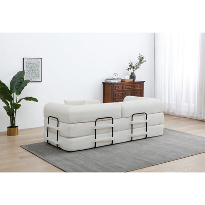 Divano letto trasformabile Twilight in 2 pezzi, divano letto pieghevole in velluto a coste con struttura fissa per spazi abitativi accoglienti