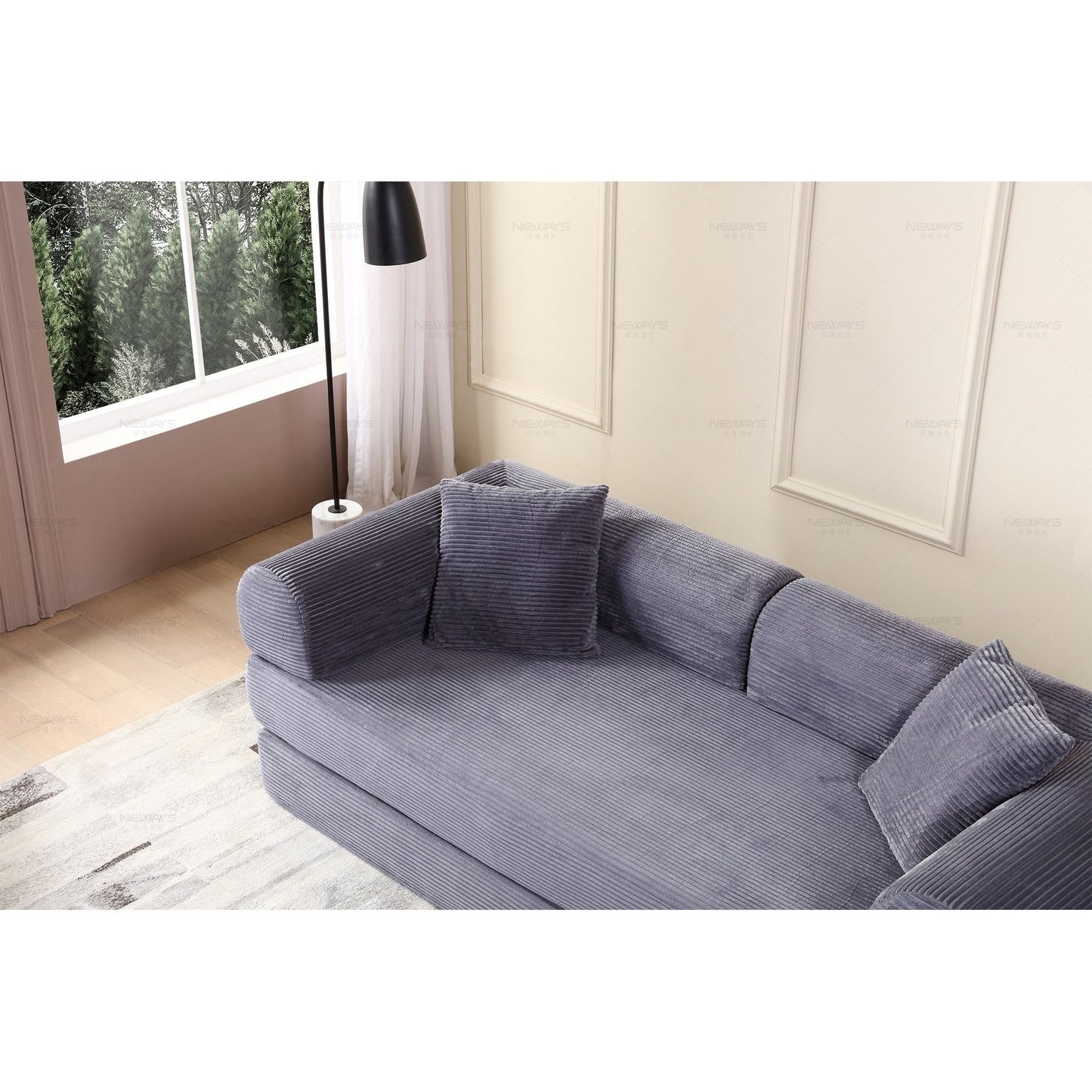 Divano letto trasformabile Twilight in 2 pezzi, divano letto pieghevole in velluto a coste con struttura fissa per spazi abitativi accoglienti