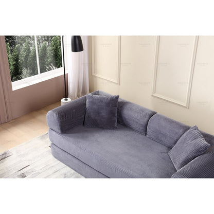 Divano letto trasformabile Twilight in 2 pezzi, divano letto pieghevole in velluto a coste con struttura fissa per spazi abitativi accoglienti