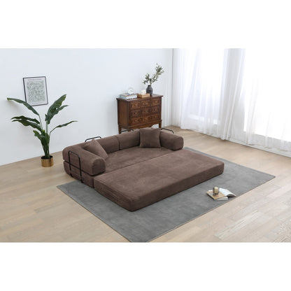 Divano letto trasformabile Twilight in 2 pezzi, divano letto pieghevole in velluto a coste con struttura fissa per spazi abitativi accoglienti