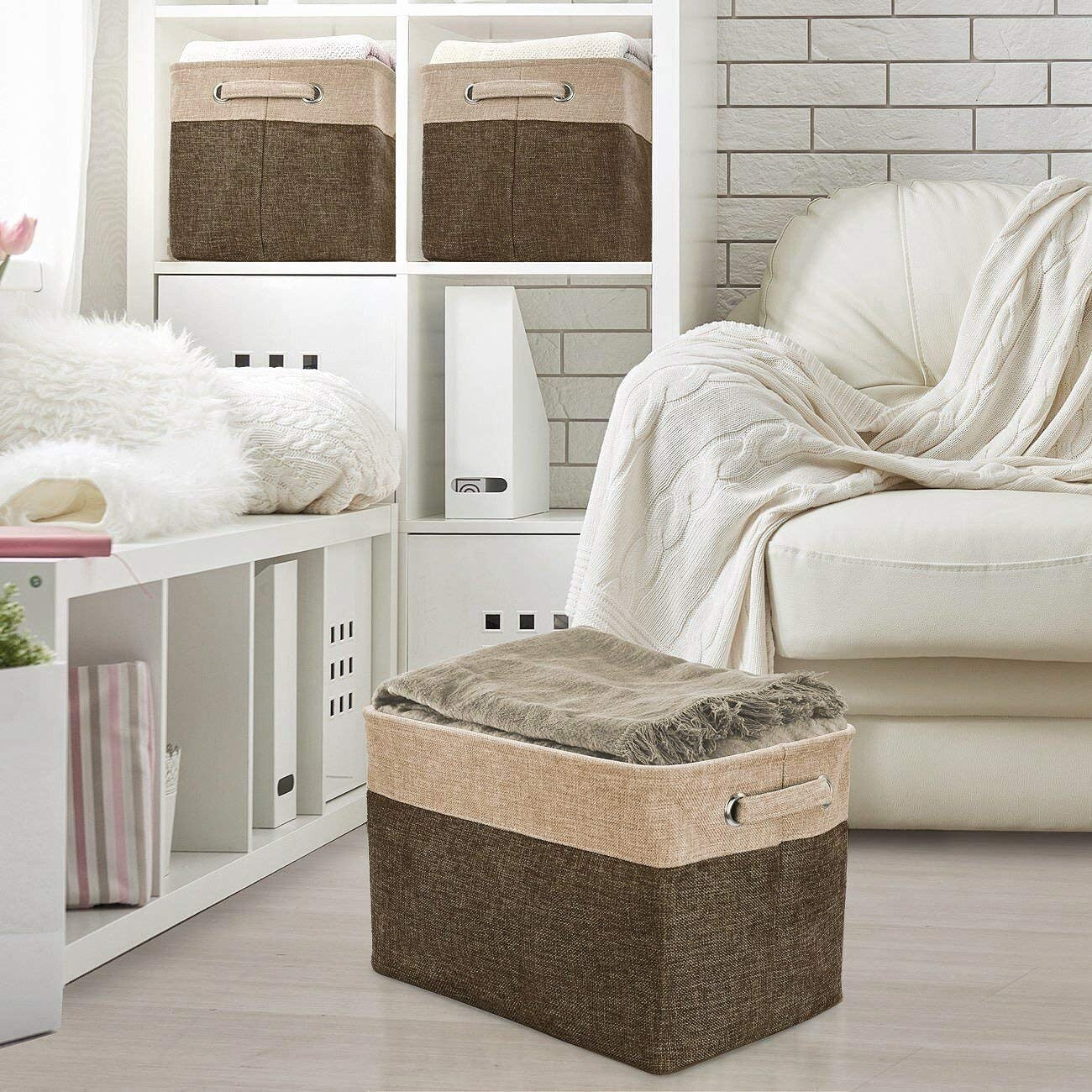 Set di cestini portaoggetti in twill - Confezione da 3, nero