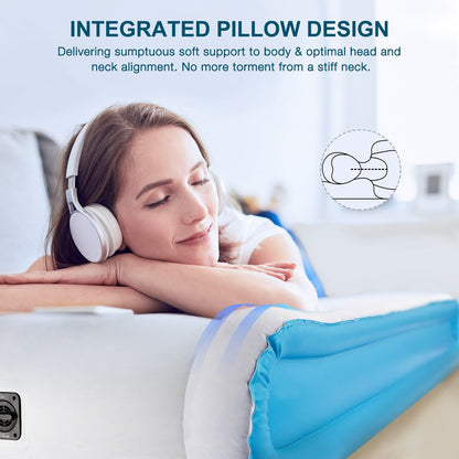 Materasso ad aria gemellare con pompa e cuscino integrati, tecnologia di supporto alta 17'', materasso gonfiabile per viaggi a casa, capacità di 660 libbre