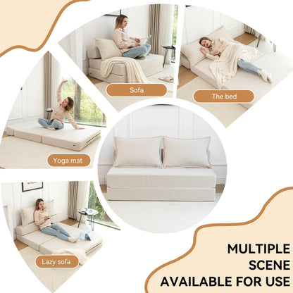 Divano letto convertibile doppio - Divano letto pieghevole multifunzionale con cuscino e schienale regolabile, ideale per dormitori/camere degli ospiti