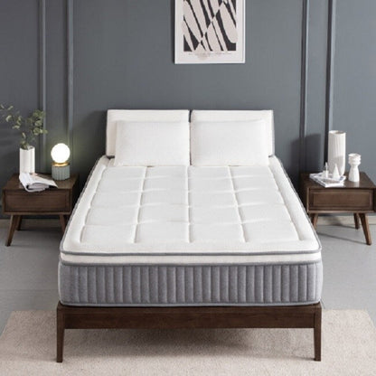 Materasso matrimoniale, materasso ibrido Euro Top da 12 pollici, memory foam in gel con materasso a molle insacchettate in una scatola per un sonno fresco