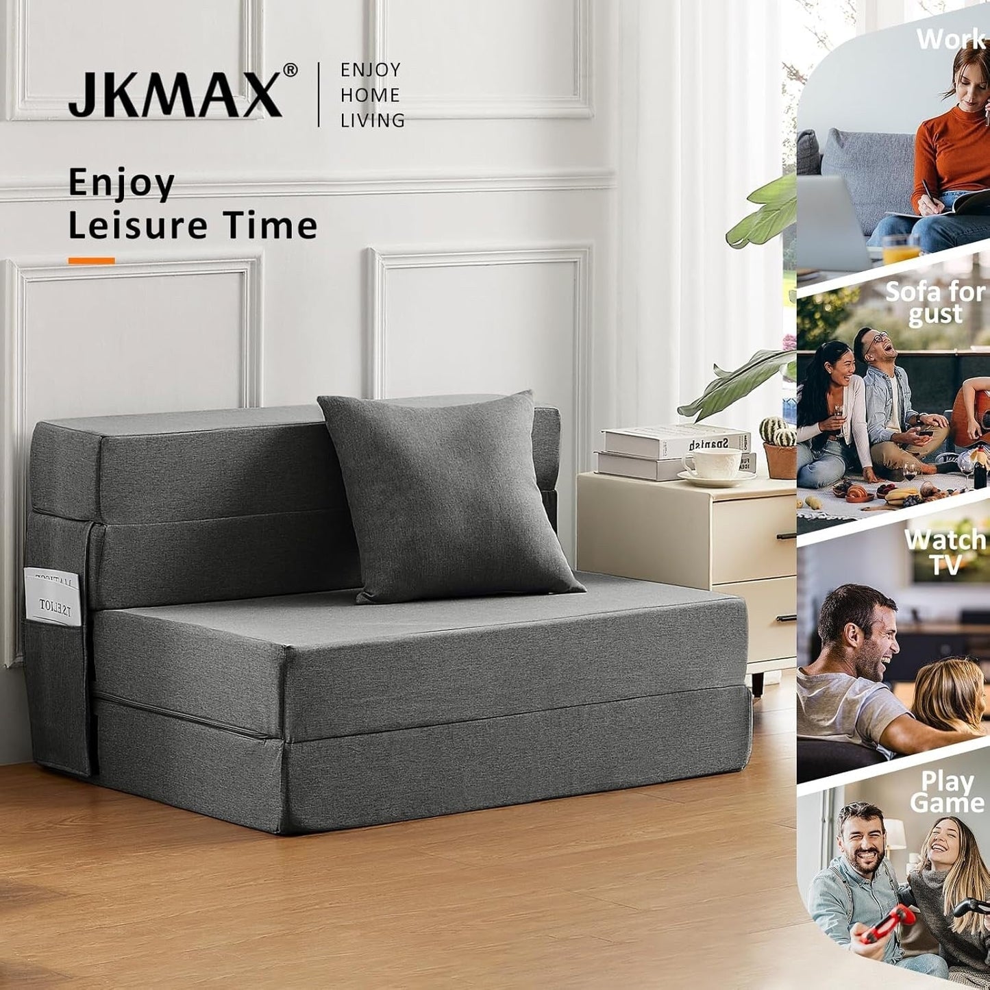 Divano letto pieghevole 4 in 1 Twin Size - Poltrona letto trasformabile con memory foam e fodera lavabile per piccoli spazi