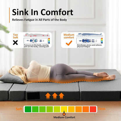 Divano letto pieghevole 4 in 1 Twin Size - Poltrona letto trasformabile con memory foam e fodera lavabile per piccoli spazi