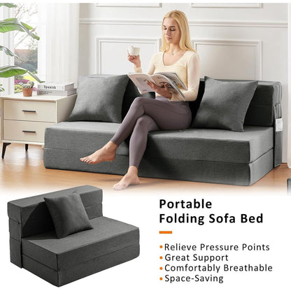 Divano letto pieghevole 4 in 1 Twin Size - Poltrona letto trasformabile con memory foam e fodera lavabile per piccoli spazi