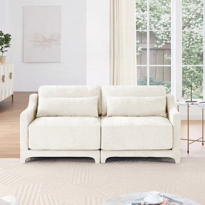 Divano a due posti in tessuto ciniglia