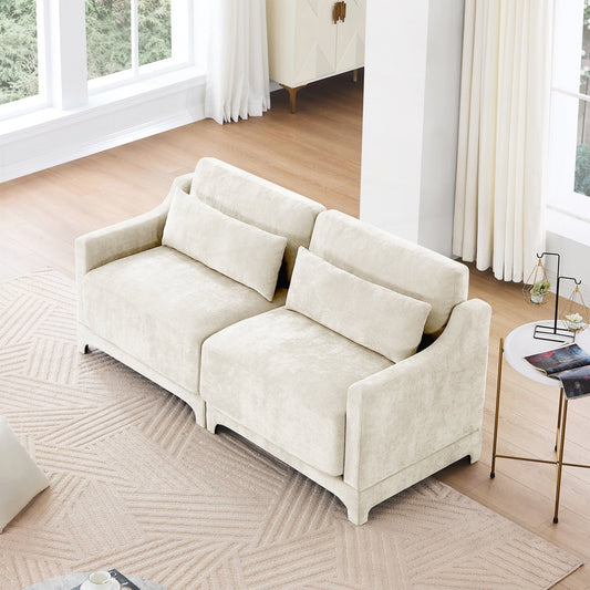 Divano a due posti in tessuto ciniglia