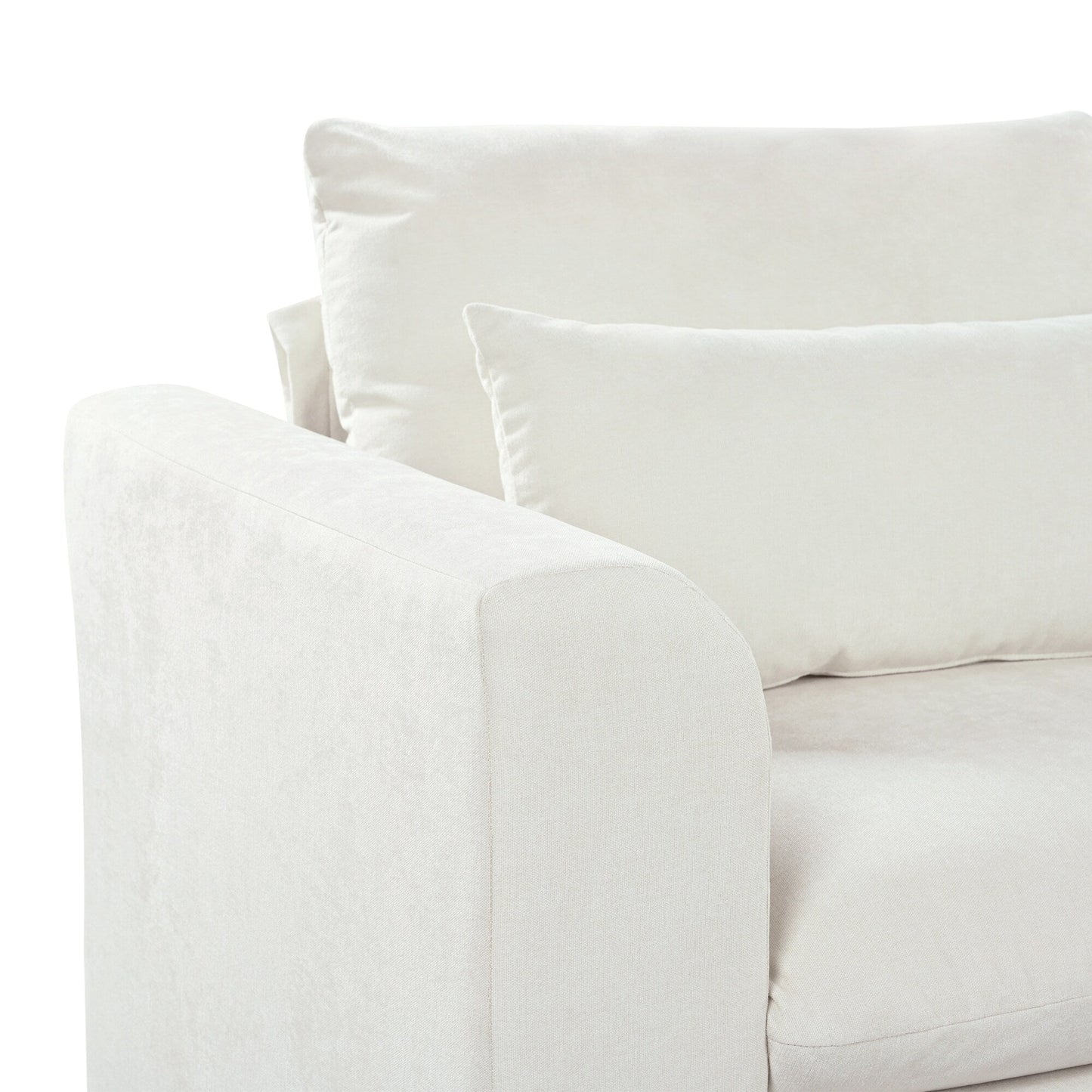 Divano componibile a 6 posti a forma di U rivestito in lino con 2 pouf contenitore mobili per home theater in soggiorno