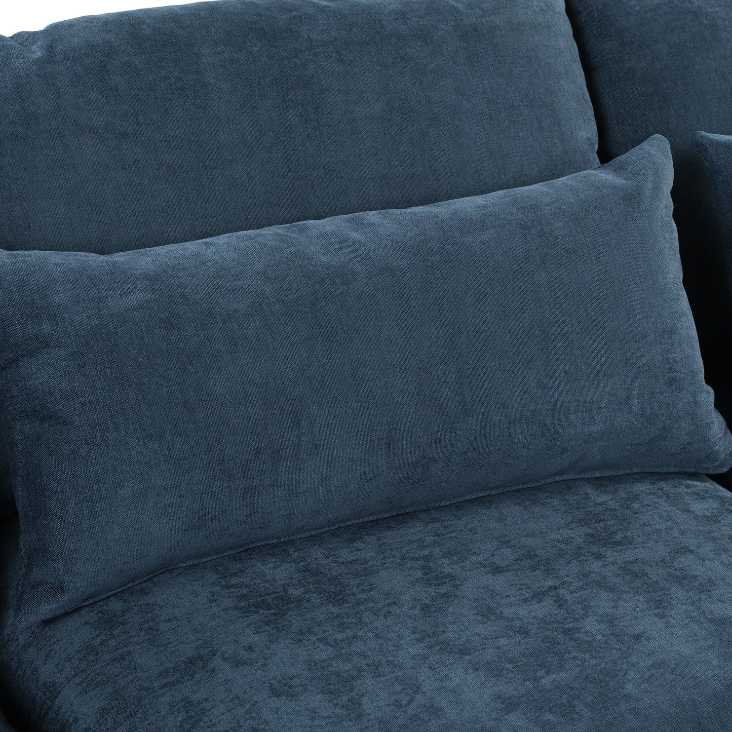 Divano componibile a 6 posti a forma di U rivestito in lino con 2 pouf contenitore mobili per home theater in soggiorno