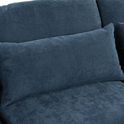 Divano componibile a 6 posti a forma di U rivestito in lino con 2 pouf contenitore mobili per home theater in soggiorno