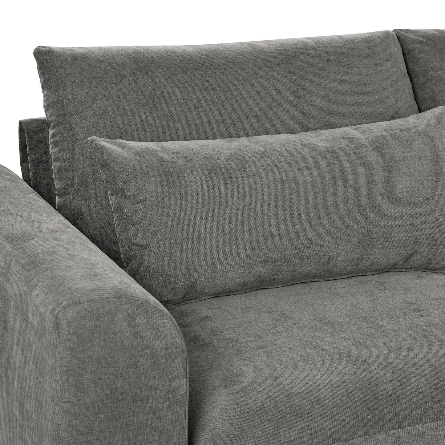Divano componibile a 6 posti a forma di U rivestito in lino con 2 pouf contenitore mobili per home theater in soggiorno