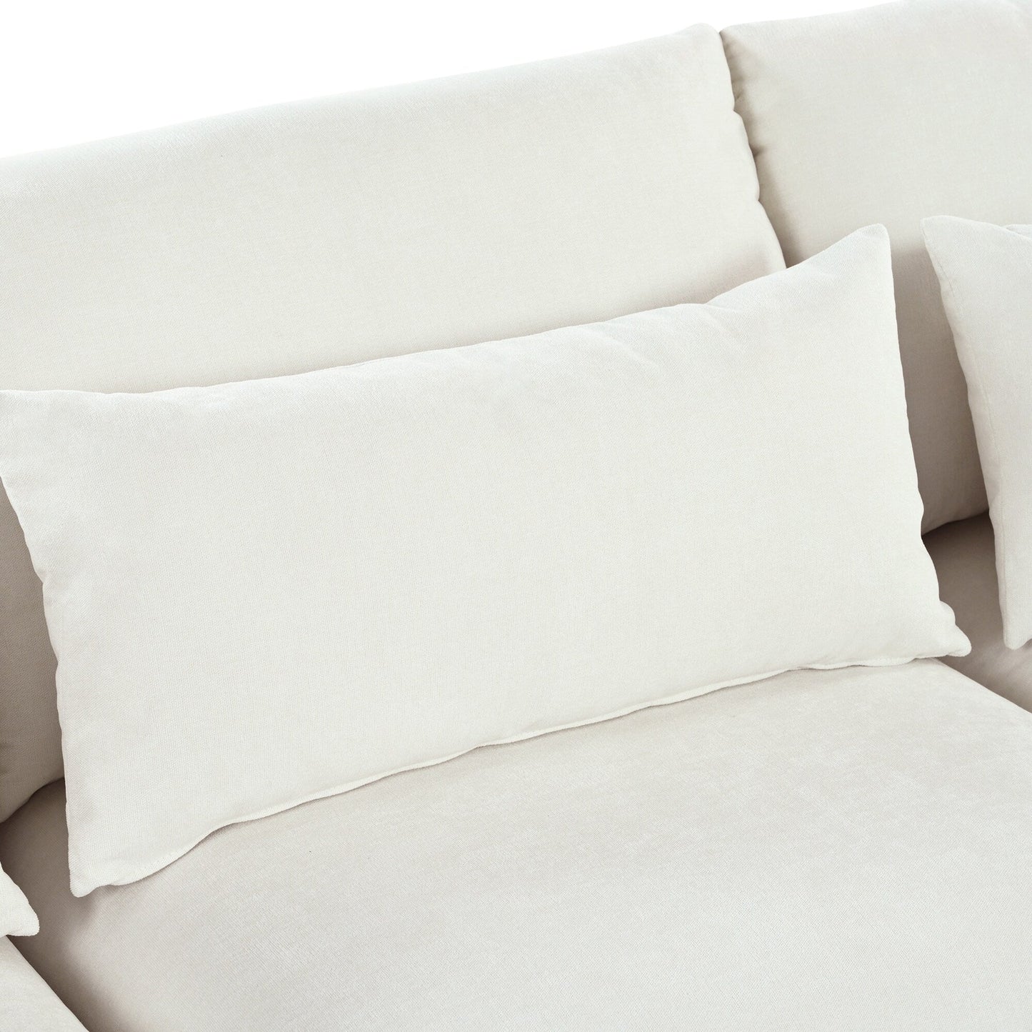 Divano componibile a 6 posti a forma di U rivestito in lino con 2 pouf contenitore mobili per home theater in soggiorno