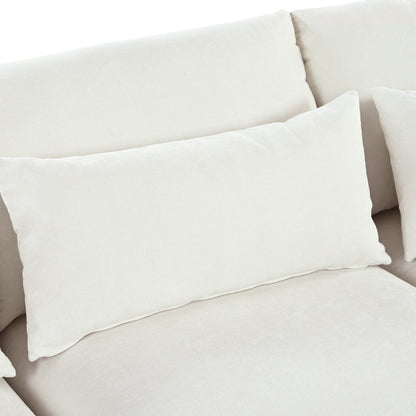 Divano componibile a 6 posti a forma di U rivestito in lino con 2 pouf contenitore mobili per home theater in soggiorno