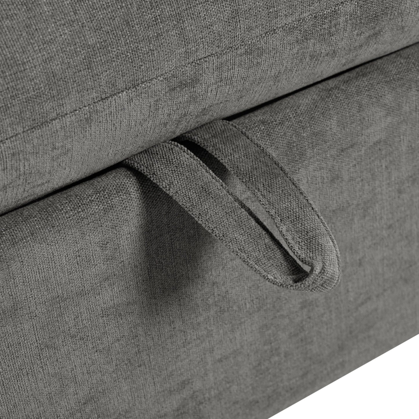 Divano componibile a 6 posti a forma di U rivestito in lino con 2 pouf contenitore mobili per home theater in soggiorno