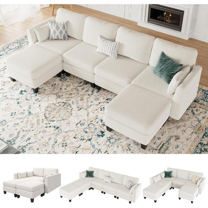 Divano componibile modulare a forma di U - Divano convertibile a 6 posti con memory foam ad alta densità, divano moderno e confortevole per il soggiorno