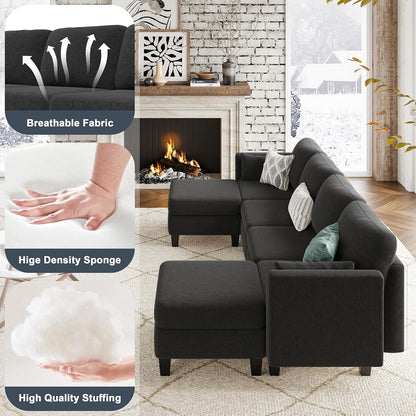 Divano componibile modulare a forma di U - Divano convertibile a 6 posti con memory foam ad alta densità, divano moderno e confortevole per il soggiorno