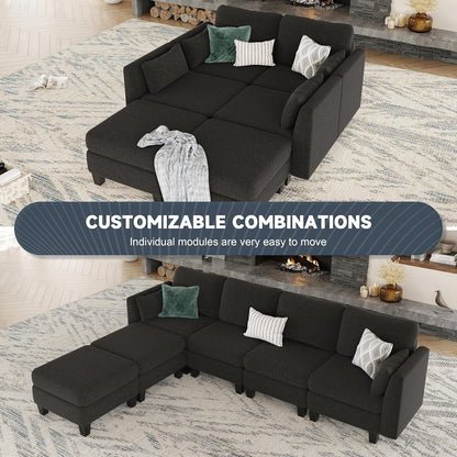 Divano componibile modulare a forma di U - Divano convertibile a 6 posti con memory foam ad alta densità, divano moderno e confortevole per il soggiorno