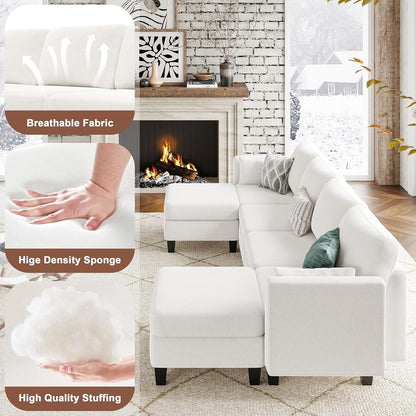 Divano componibile modulare a forma di U - Divano convertibile a 6 posti con memory foam ad alta densità, divano moderno e confortevole per il soggiorno