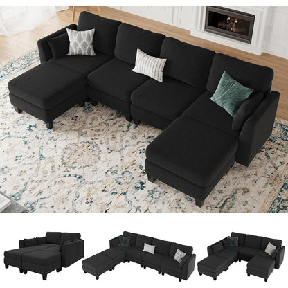 Divano componibile modulare a forma di U - Divano convertibile a 6 posti con memory foam ad alta densità, divano moderno e confortevole per il soggiorno