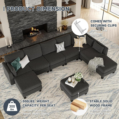 Divano componibile modulare a forma di U - Divano convertibile a 6 posti con memory foam ad alta densità, divano moderno e confortevole per il soggiorno