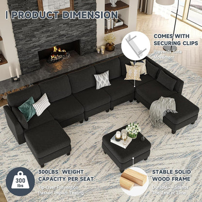 Divano componibile modulare a forma di U - Divano convertibile a 6 posti con memory foam ad alta densità, divano moderno e confortevole per il soggiorno