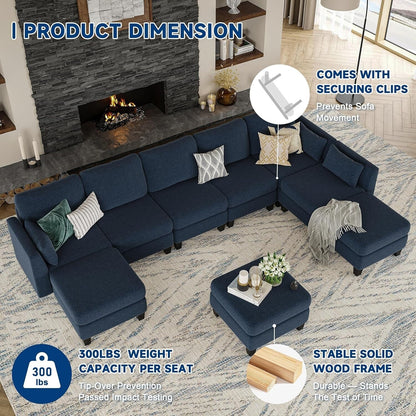 Divano componibile modulare a forma di U - Divano convertibile a 6 posti con memory foam ad alta densità, divano moderno e confortevole per il soggiorno