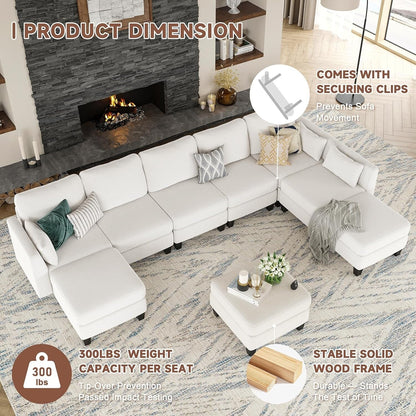 Divano componibile modulare a forma di U - Divano convertibile a 6 posti con memory foam ad alta densità, divano moderno e confortevole per il soggiorno