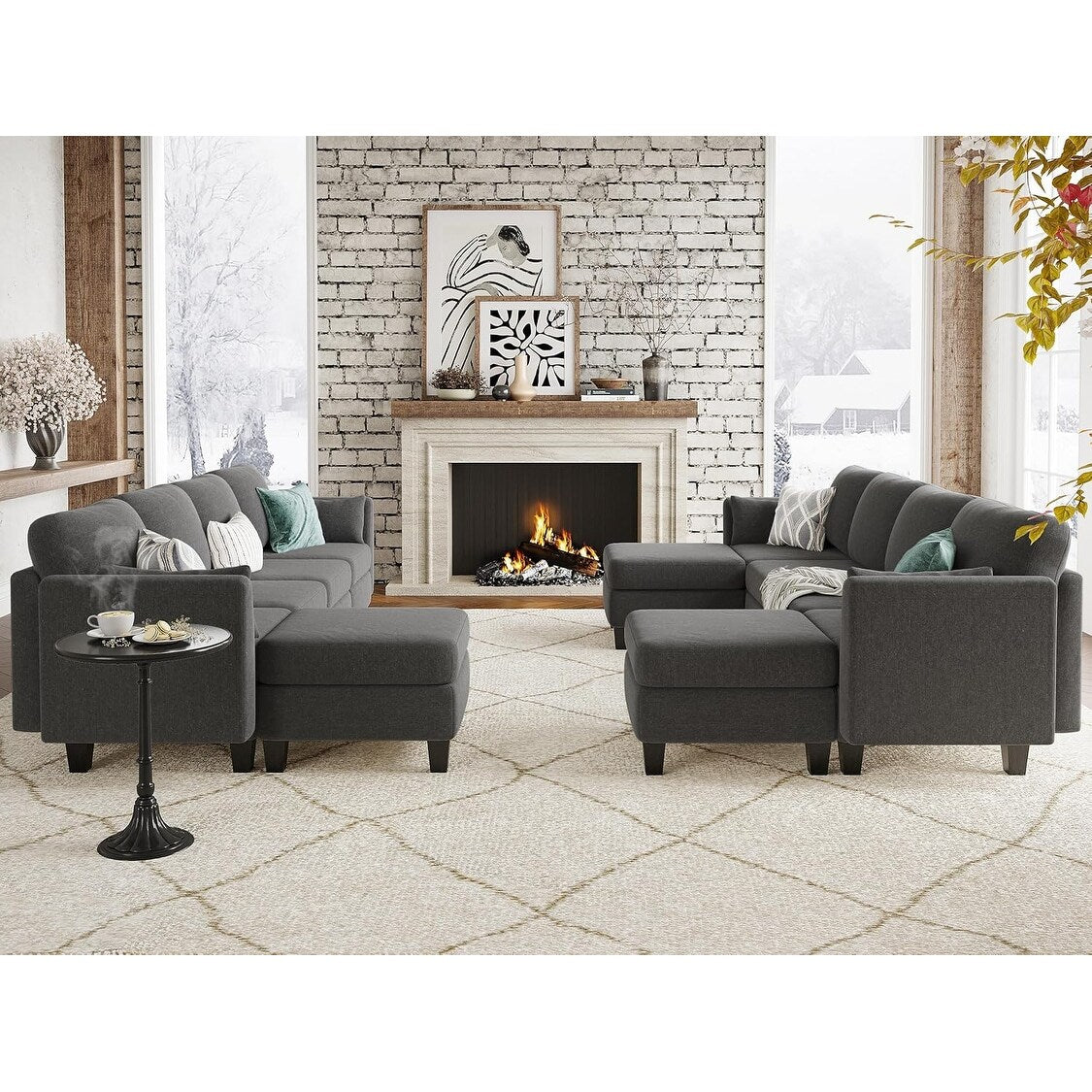 Divano componibile modulare a forma di U - Divano convertibile a 6 posti con memory foam ad alta densità, divano moderno e confortevole per il soggiorno