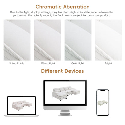 Divano componibile a U con cuscini in vita, divano simmetrico imbottito a 6 posti, divano letto con chaise longue