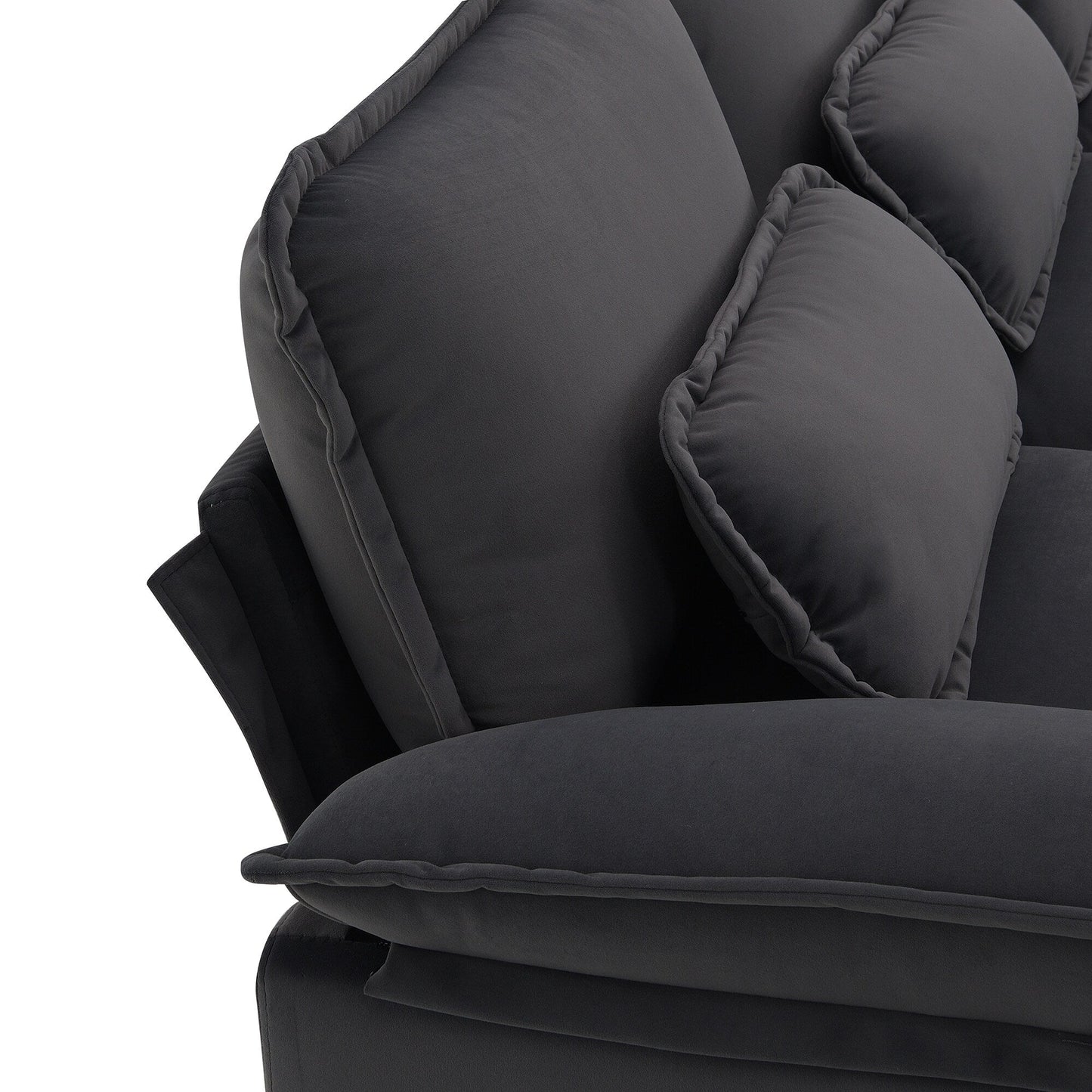 Divano componibile a U con cuscini in vita, divano simmetrico imbottito a 6 posti, divano letto con chaise longue