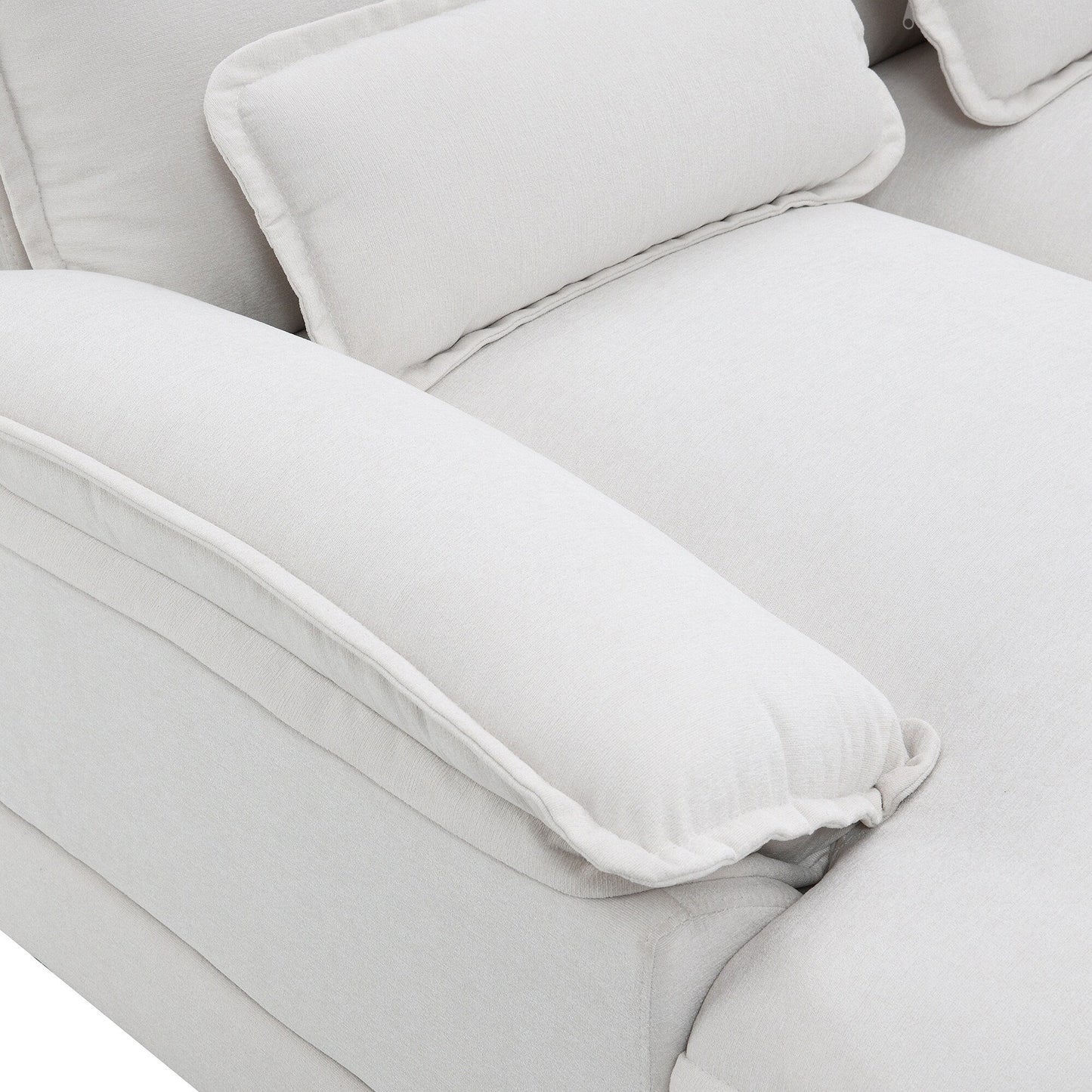 Divano componibile a U con cuscini in vita, divano simmetrico imbottito a 6 posti, divano letto con chaise longue