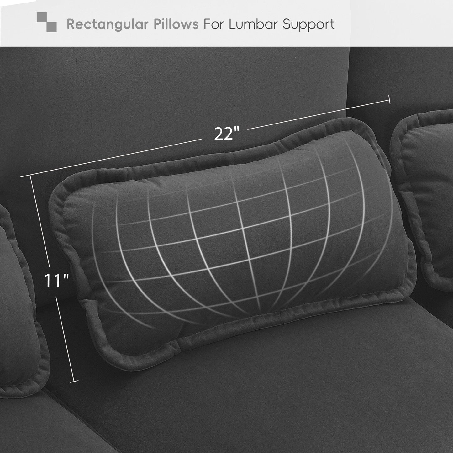 Divano componibile a U con cuscini in vita, divano simmetrico imbottito a 6 posti, divano letto con chaise longue